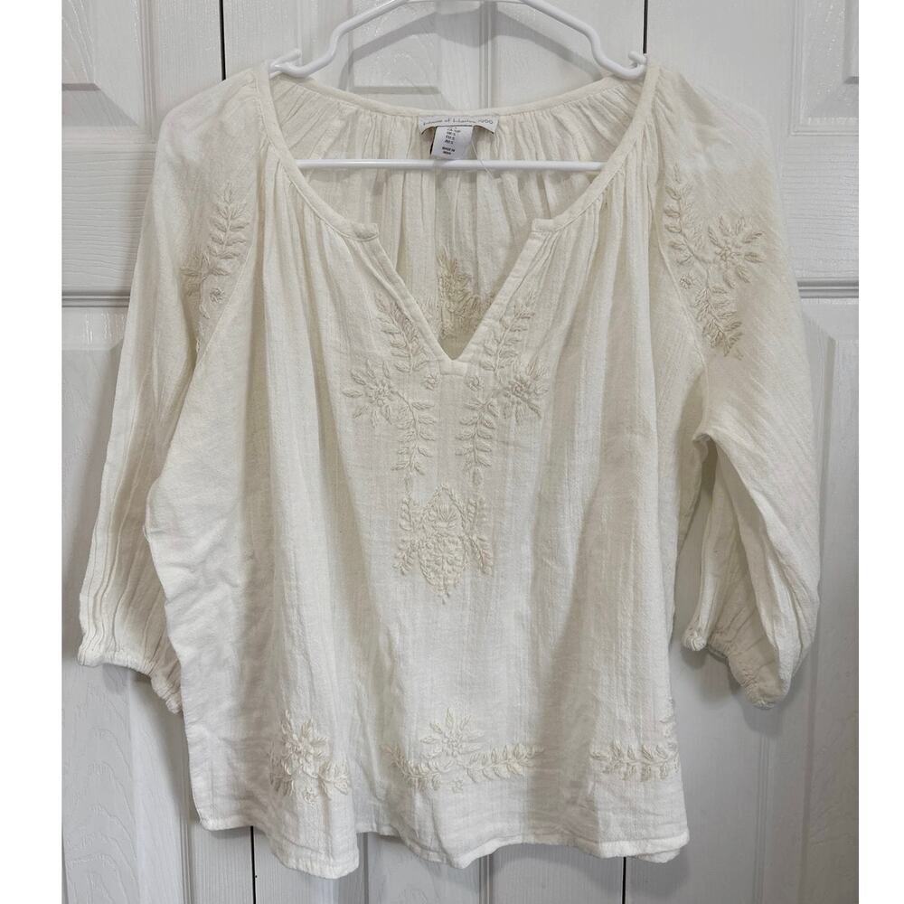 House of Harlow 1960 Gauzy Cotton Embroidered Boho Top Size Small